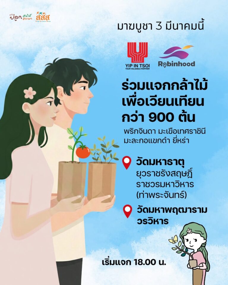 แจกฟรี! กล้าไม้สวนครัว 940 ต้น วันมาฆบูชานี้เท่านั้น